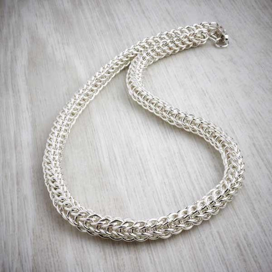 Silver Chainmaille Full Persian Necklace by Laura Brookes-0