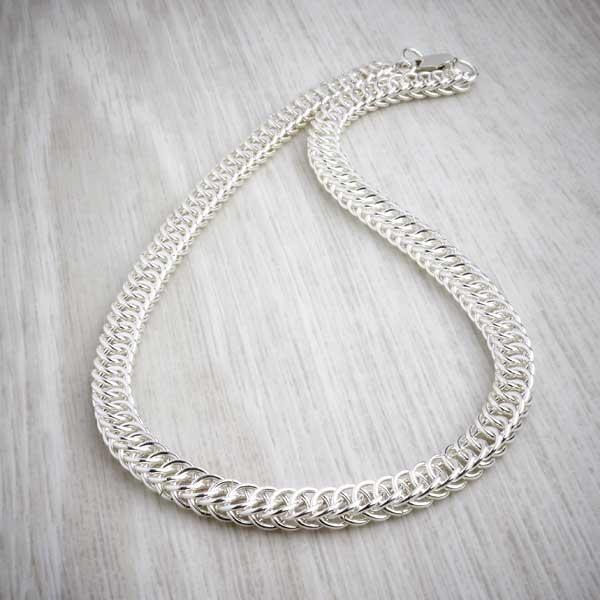 Silver Chainmaille Half Persian Necklace by Laura Brookes-0