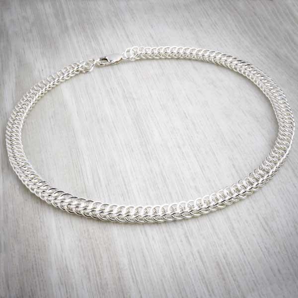 Silver Chainmaille Half Persian Necklace by Laura Brookes-2
