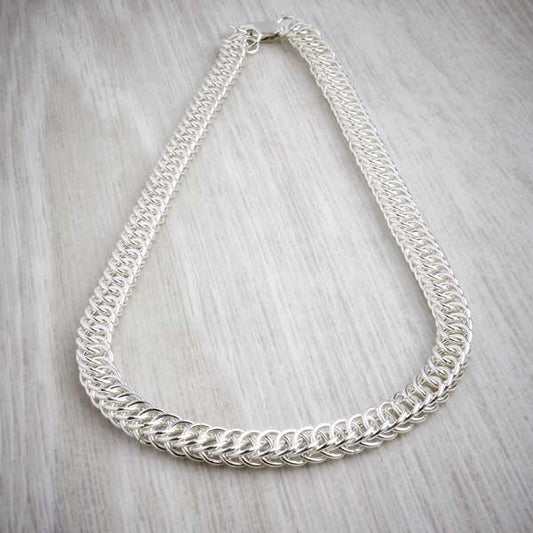 Silver Chainmaille Half Persian Necklace by Laura Brookes-1