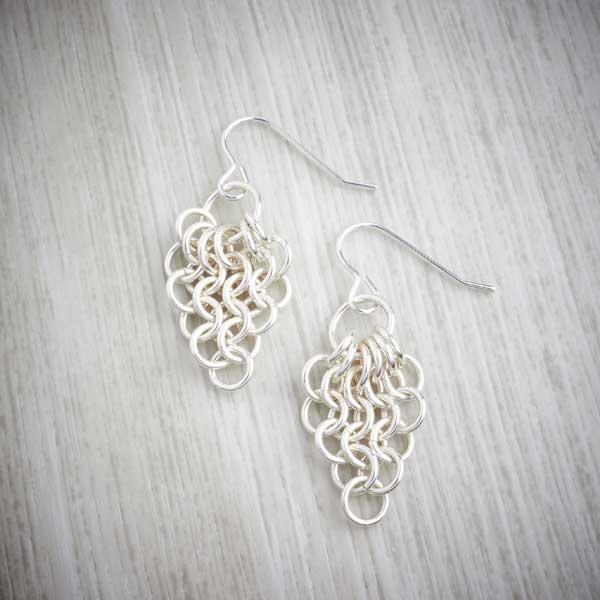 Silver Chainmaille Cascade Earrings by Laura Brookes, image property of THE JEWELLERY MAKERS-0