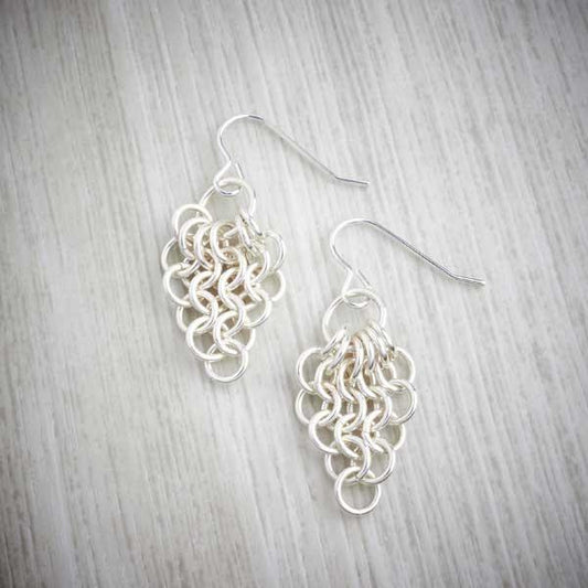 Silver Chainmaille Cascade Earrings by Laura Brookes, image property of THE JEWELLERY MAKERS-0