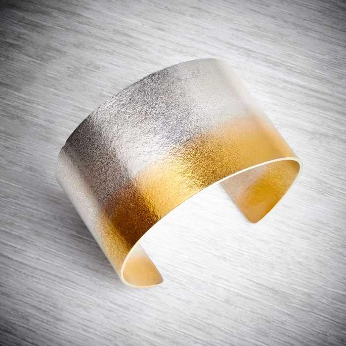 Electra Silver and Gold Wide Cuff by Melanie Hamlet. Image property of THE JEWELLERY MAKERS-0