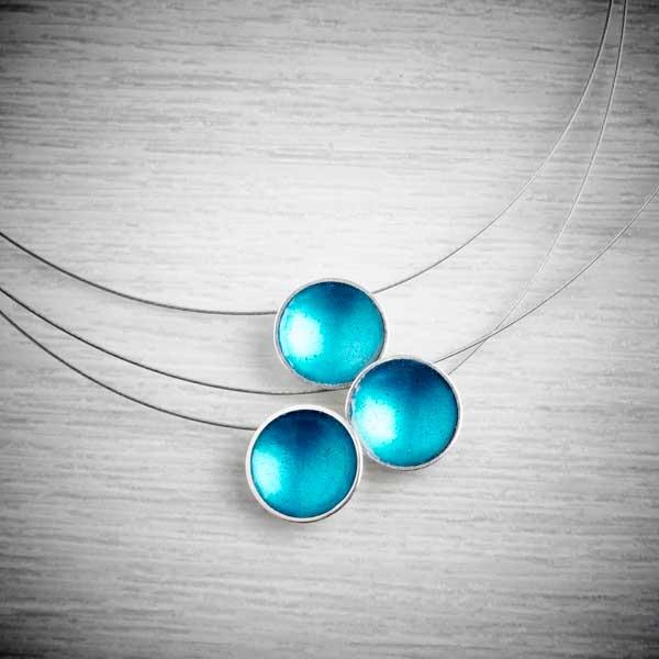 Halo Triple Strand  Silver and Enamel Necklace by Melanie Ankers, Kokkino. Image property of THE JEWELLERY MAKERS-0