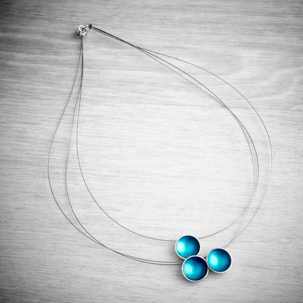 Halo Triple Strand  Silver and Enamel Necklace by Melanie Ankers, Kokkino. Image property of THE JEWELLERY MAKERS-2