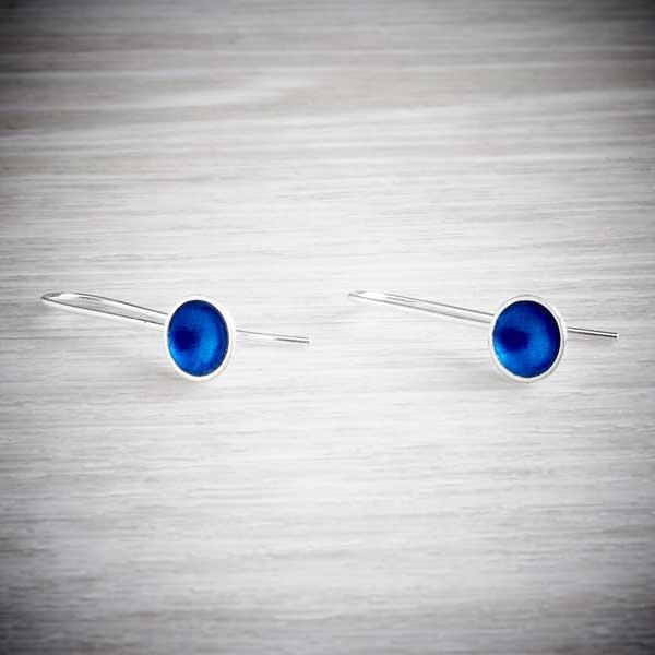 Halo Mini Drop Silver and Enamel Earrings KINGFISHER BLUE by Melanie Hamlet-0