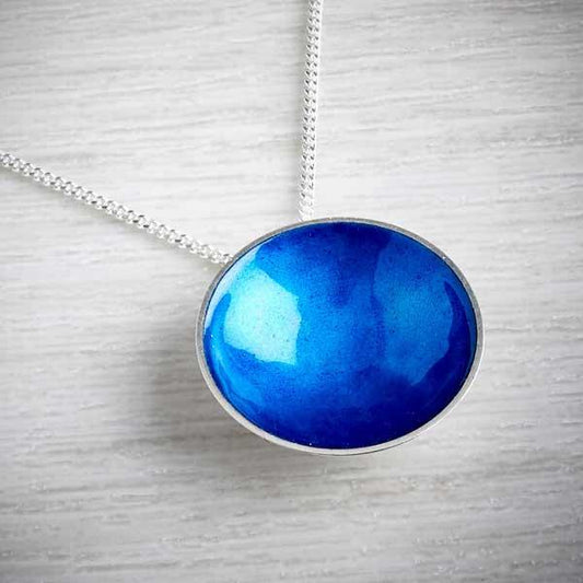 Large Halo Silver and Enamel Pendant  by Kokkino-0