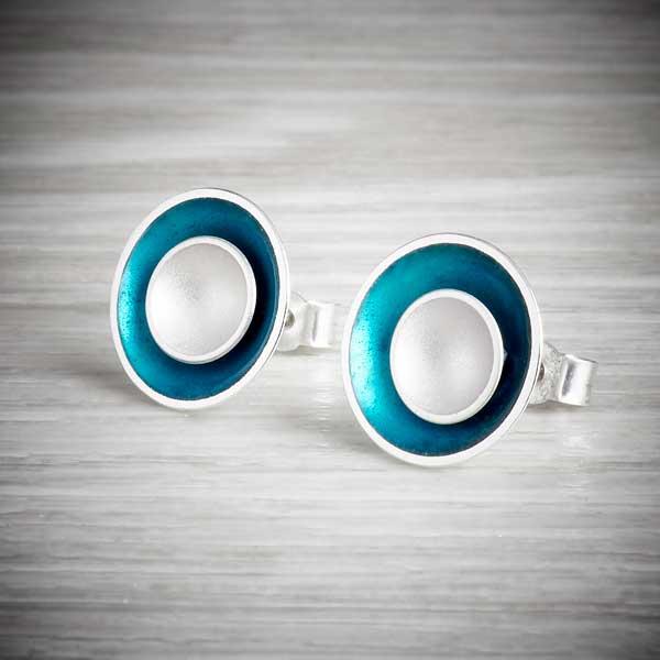 Two-in-one, Silver Inside Enamel Earrings by Kokkino-0