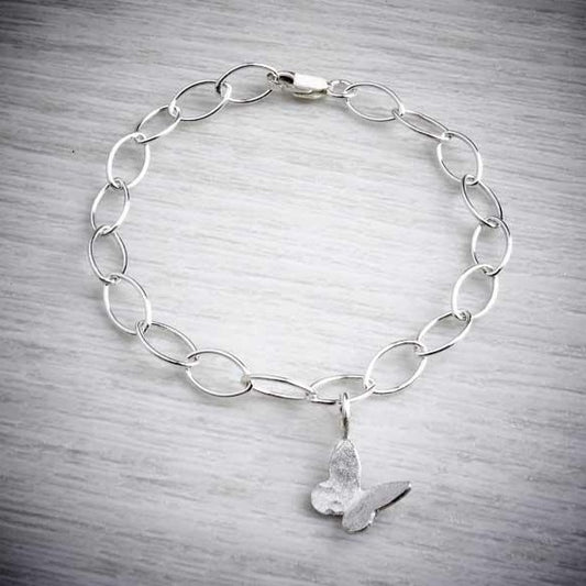 Silver handmade butterfly bracelet made by Jewellery Maker, Emma White. Image property of THE JEWELLERY MAKERS-0